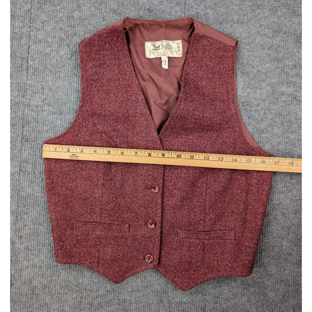 Edinburg Woollen Mill Skirt Suit Set Women 10 3 Piece Vintage Red Pleated Retro - Picture 13 of 16